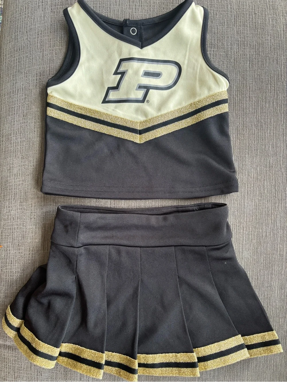 Colosseum toddler 2t Purdue Boilermaker 2 piece cheerleading outfit costume